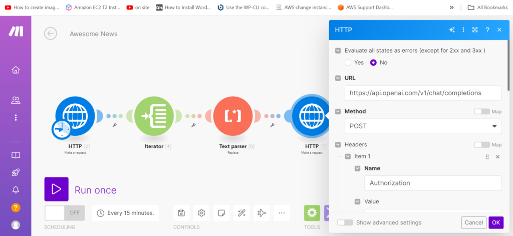 How to use make.com with CHAT GPT API For automate NEWS